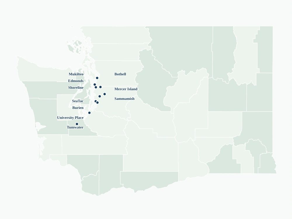 Map of Washington showing the cities served by Sell WA Land
